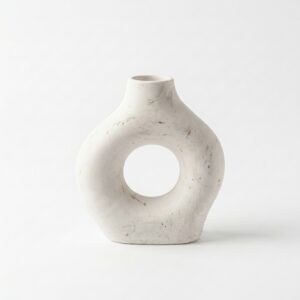 Jarrón Escultórico Circular de Jesmonite – Diseño Orgánico y Efecto Piedra